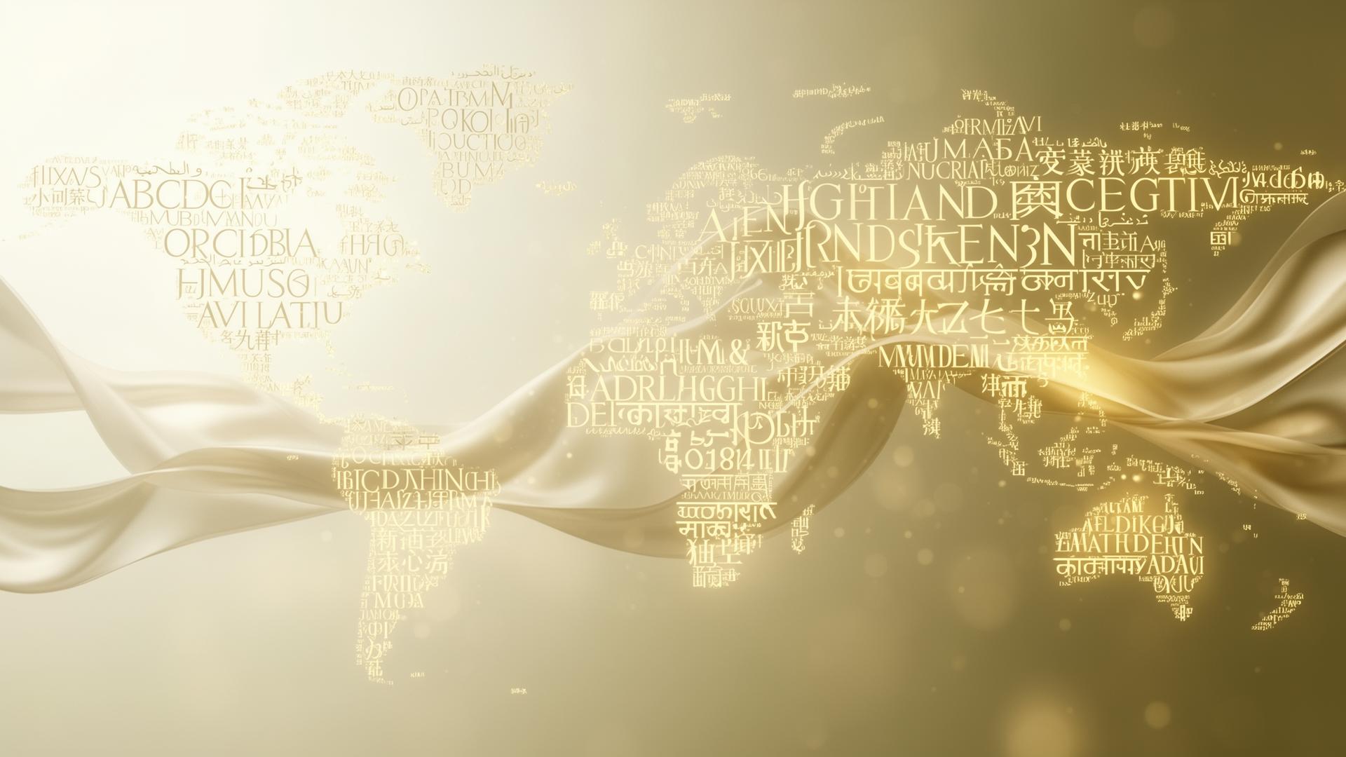 Global linguistic network of flowing typography